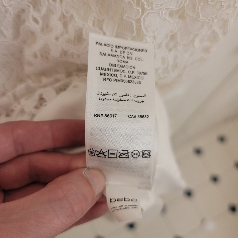 NWT BEBE JESSIE WHITE LACE MOCK NECK DRESS $139 SIZE 6 - Picture 12 of 15